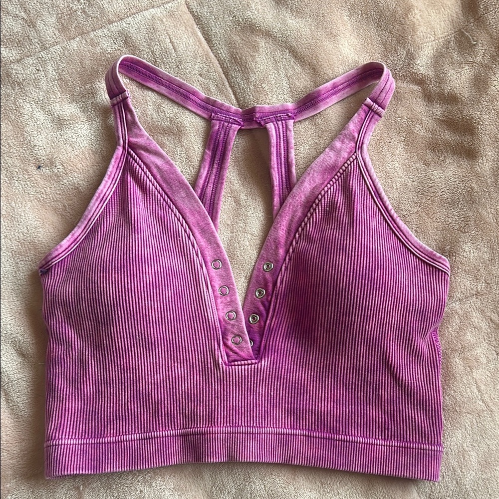 Kali Rose Boutique Purple Ribbed bralette top NWOT